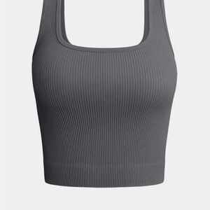 OQQ Gray Ribbed Crop Top New